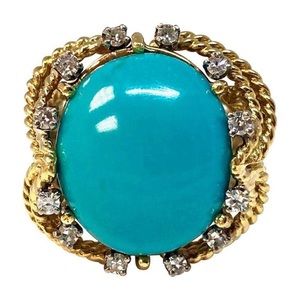 SOLD  Turquoise and Diamond 18K Gold Ring